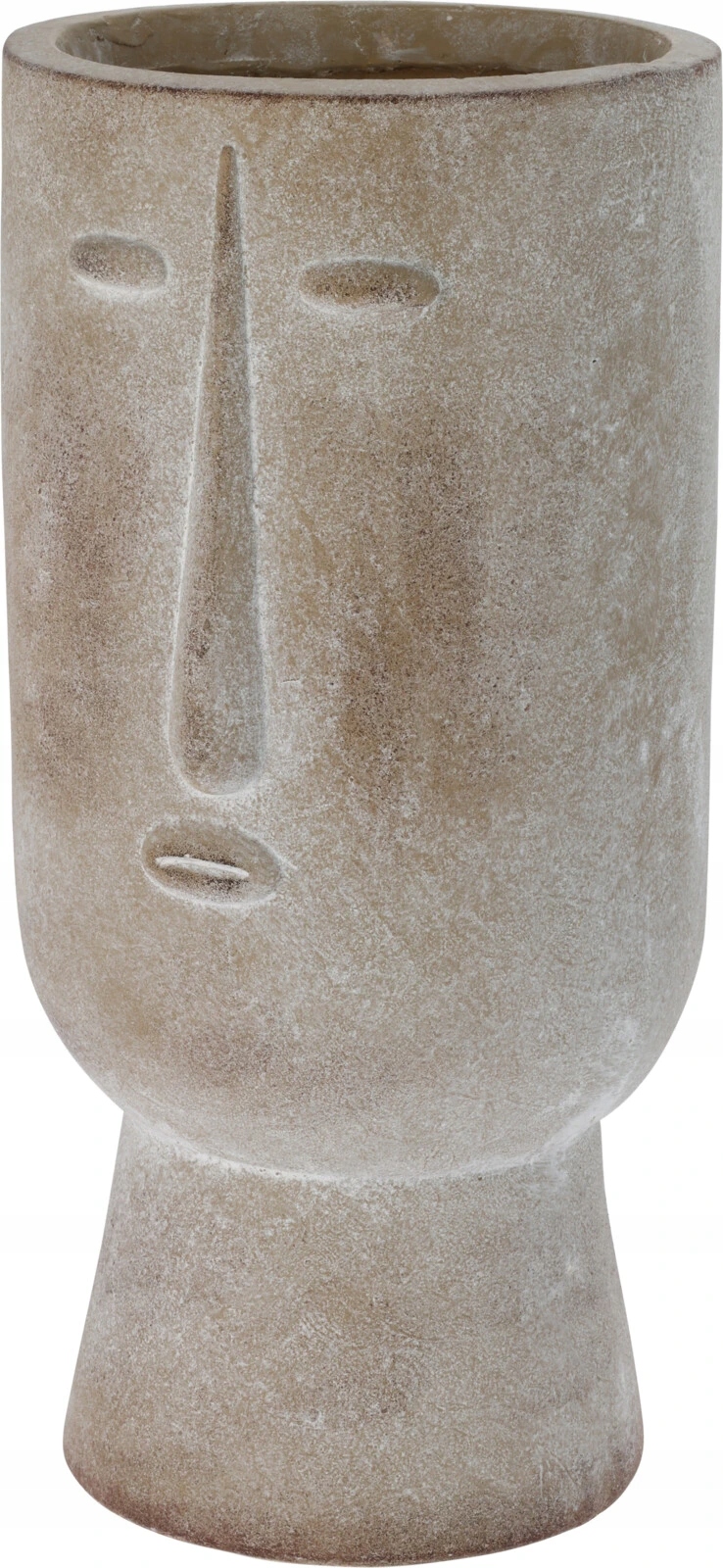 Kvetináč s tvárou Moai béžový, v 45 cm, pokojná tvár