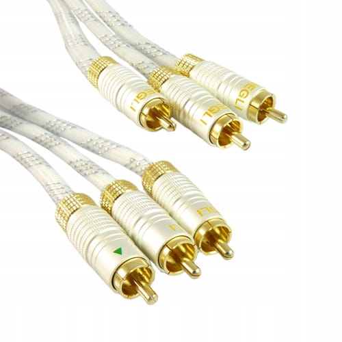 PRZYŁĄCZE 3 WTYK RCA NA 3 WTYK RCA PERFEKT BEGLI GOLD WYSOKIEJ JAKOŚCI 1.0M