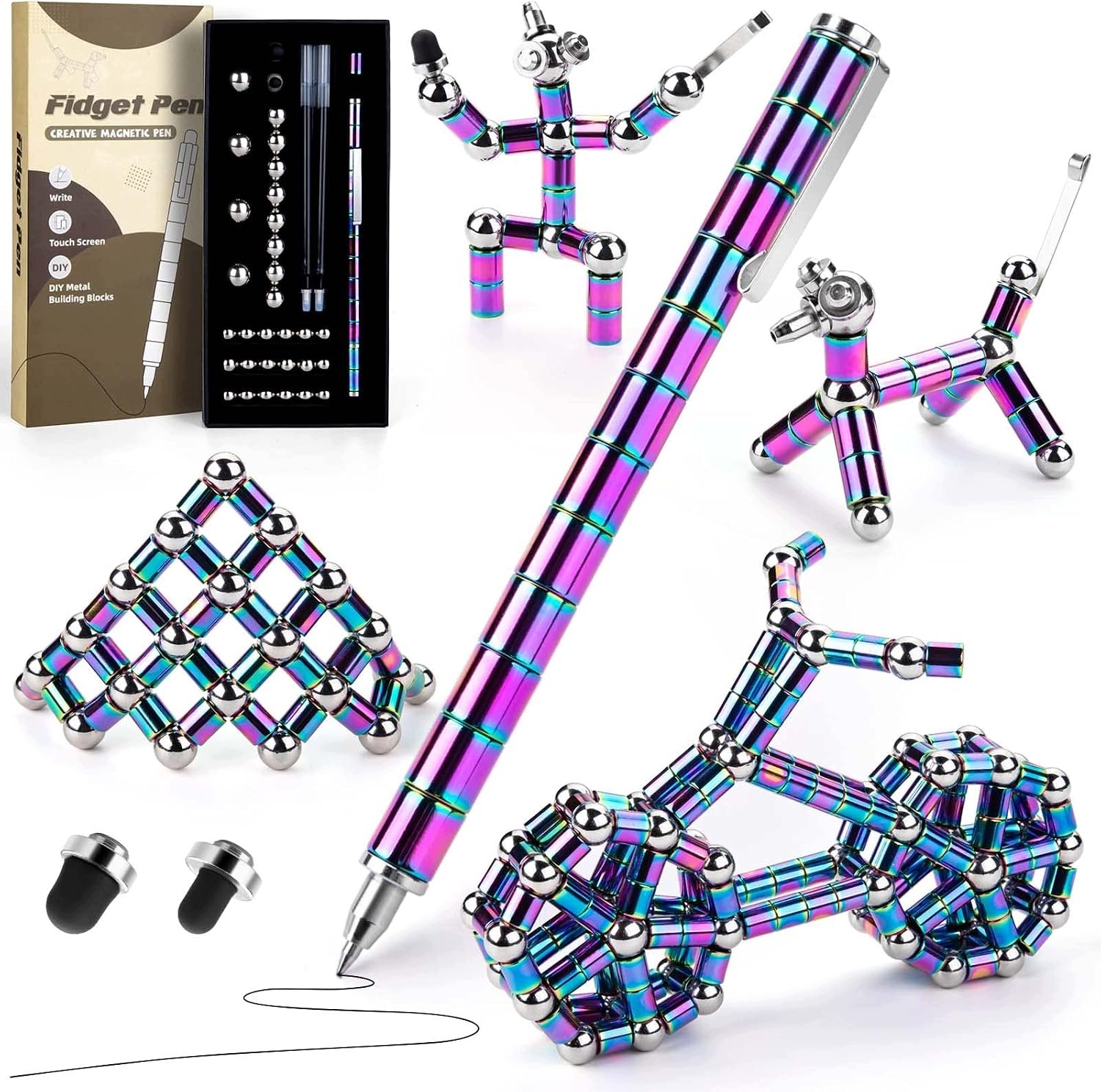 Magnetyczny długopis Fidget antystresowy wielokolorowy z kulkami