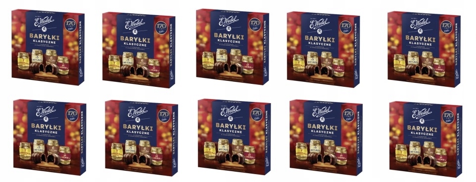 10 x 200 g Wedel Klasické barely bonboniéra s alkoholem Karton