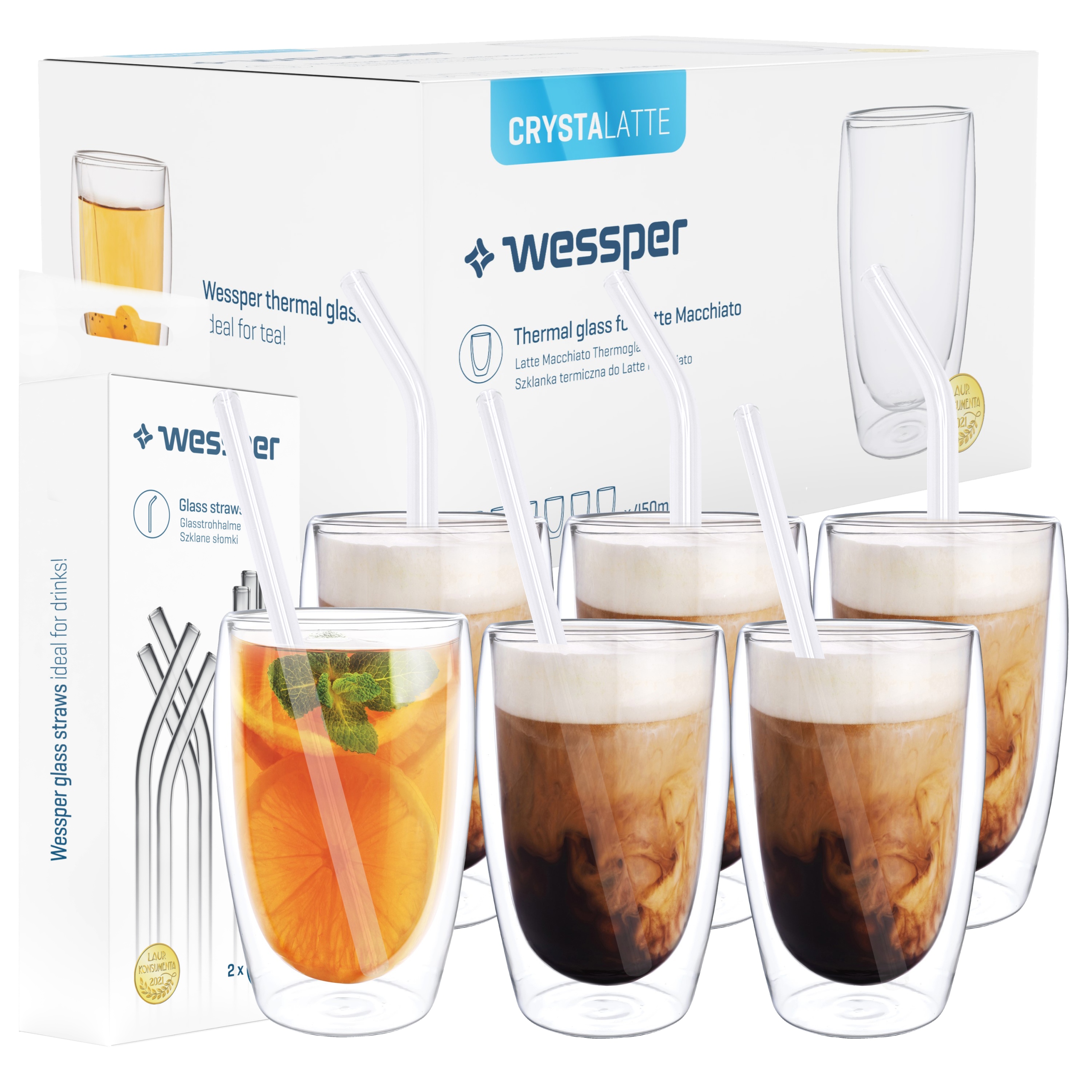 

Zestaw Szklanek Termicznych Ze Słomkami 6X 450ML