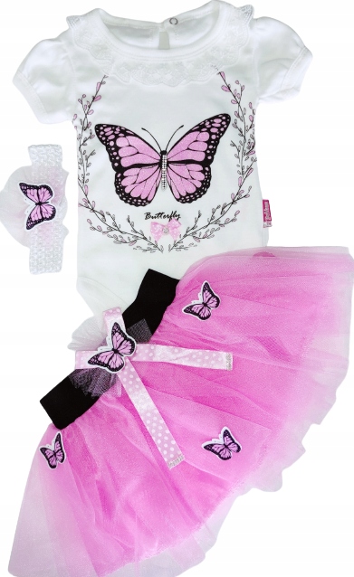 

Komplet niemowlęcy 86, body spódniczka opaska