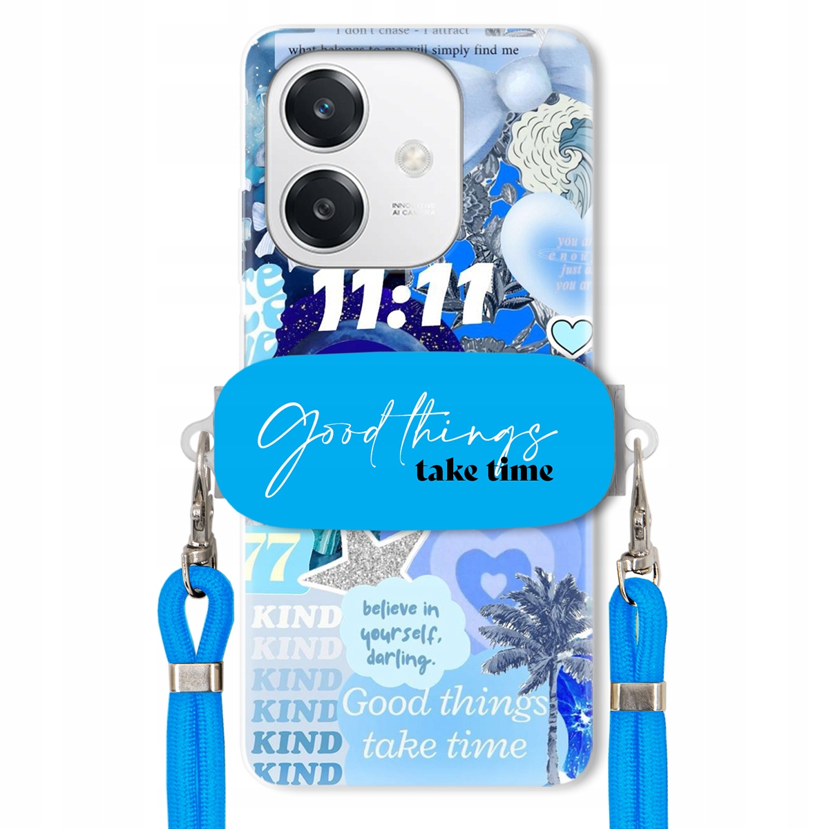 Puzdro pre Oppo A60 5G Držiak vodítko Crossbody Good Things Take Time Lata