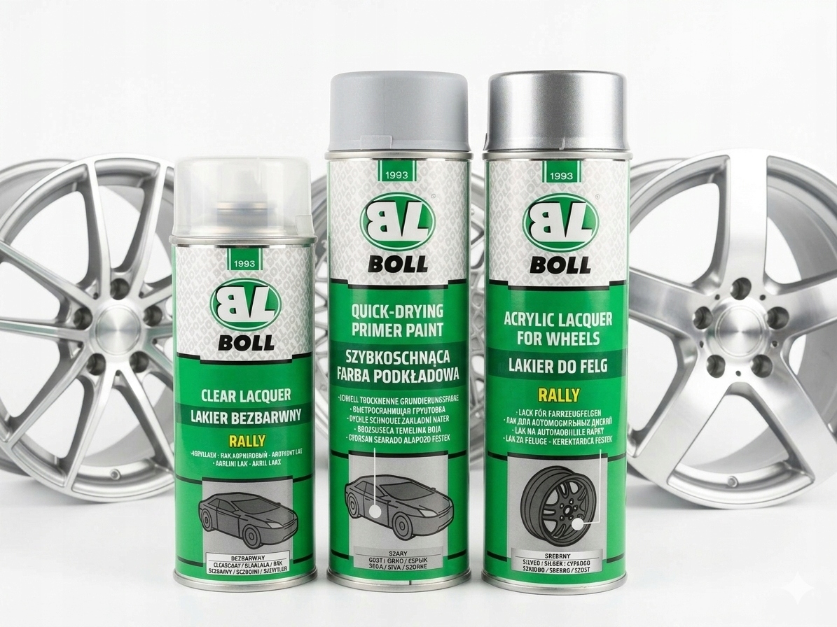 Zestaw regeneracja felg 3x spray srebrny Boll