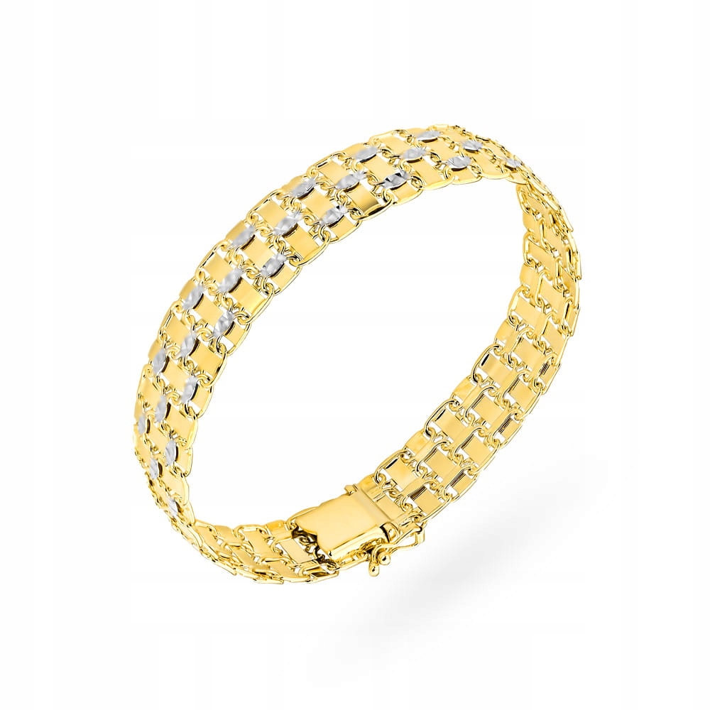 Zlatý náramek z kolekce „piatto“ široký ve dvou barvách zlata 585