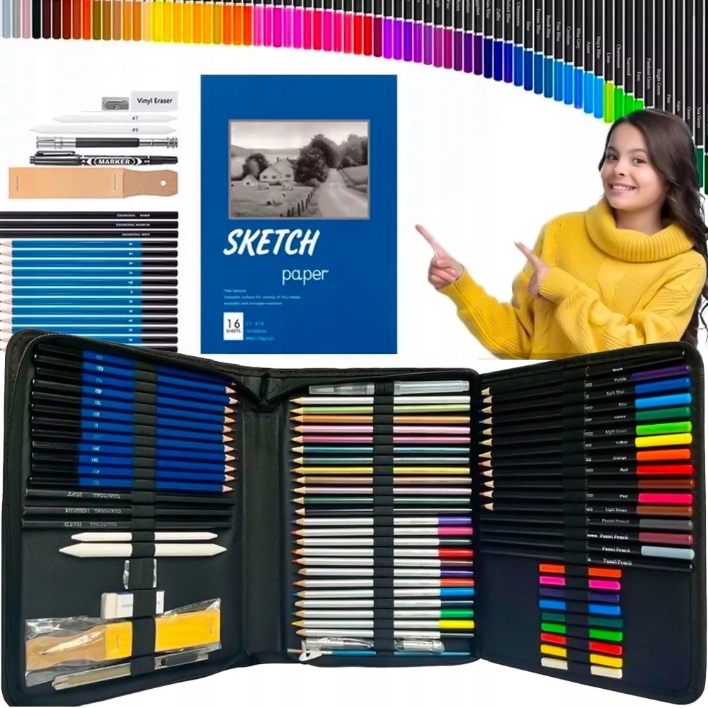 НАБОР КАРАНДАШЕЙ ДЛЯ РИСОВАНИЯ ЭСКИЗОВ 74 SKETCHBOOK PROFESSIONAL