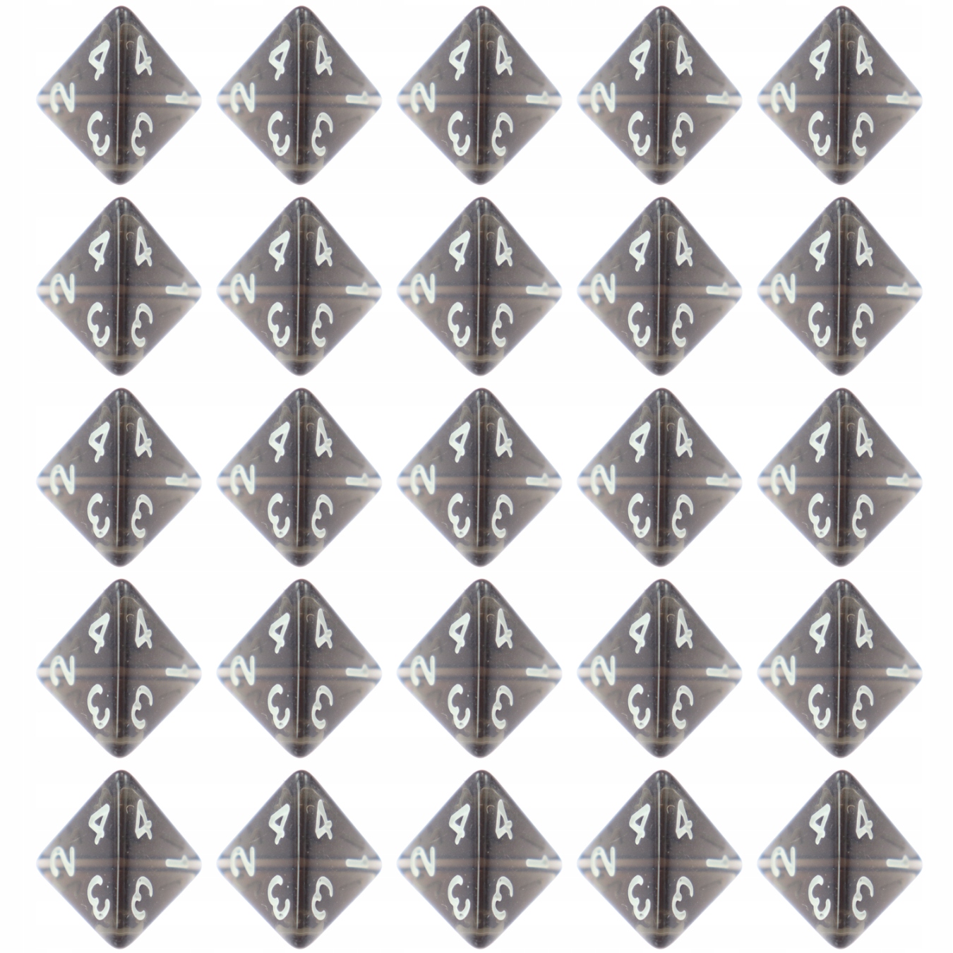 ZESTAW 25 KOSTEK K4 RPG OBSYDIANOWA STRAŻNICA KOŚĆ CZTEROŚCIENNA