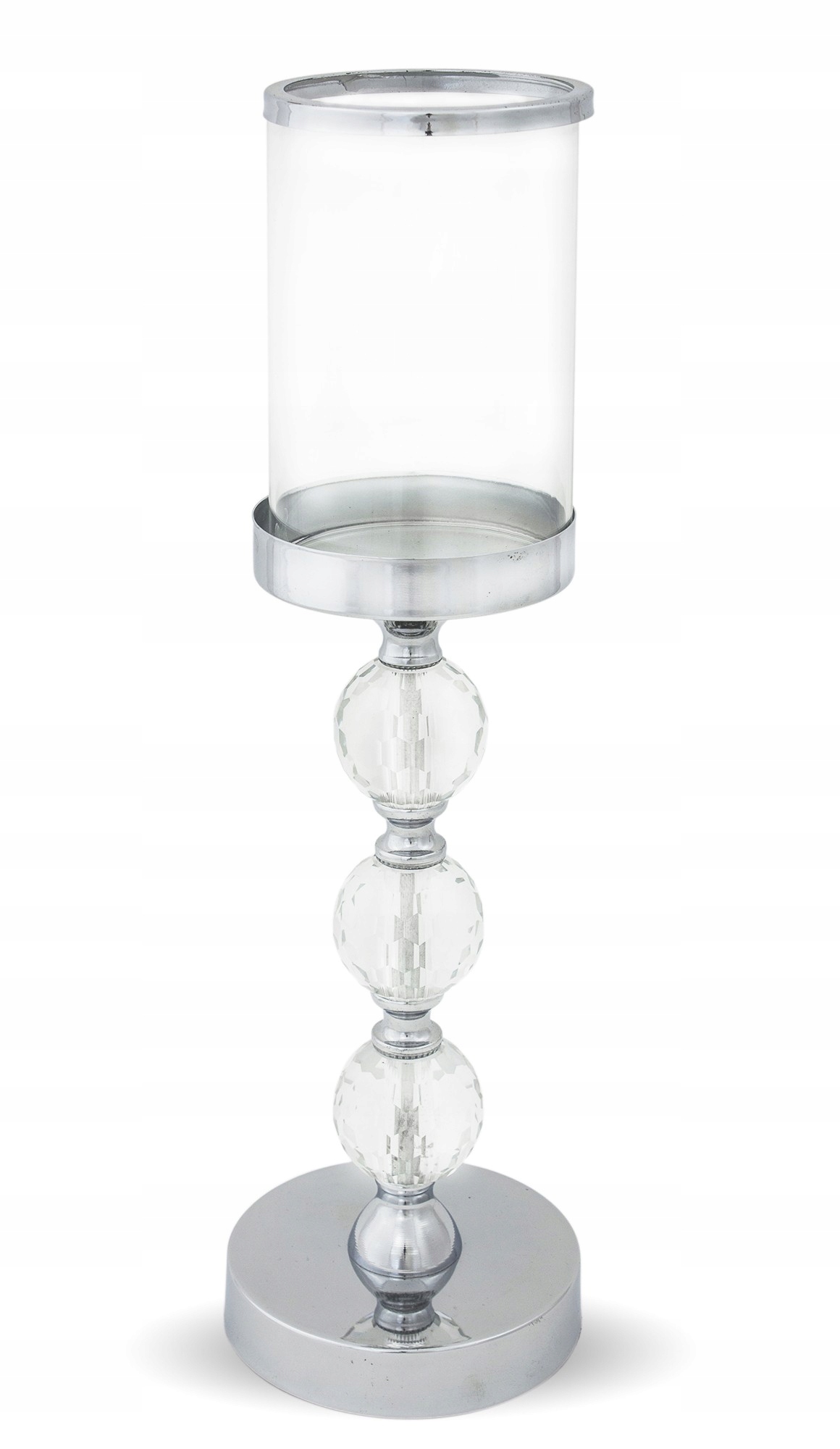 ŚWIECZNIK METALOWY SZKLANY GLAMOUR DEKORACJA