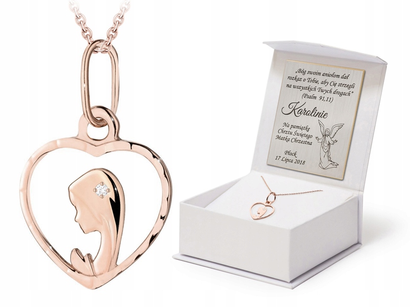 Zlatý Komplet pr. 585 Řetízek 45 cm Medailon Srdce s briliantem 0,01 ct 14k