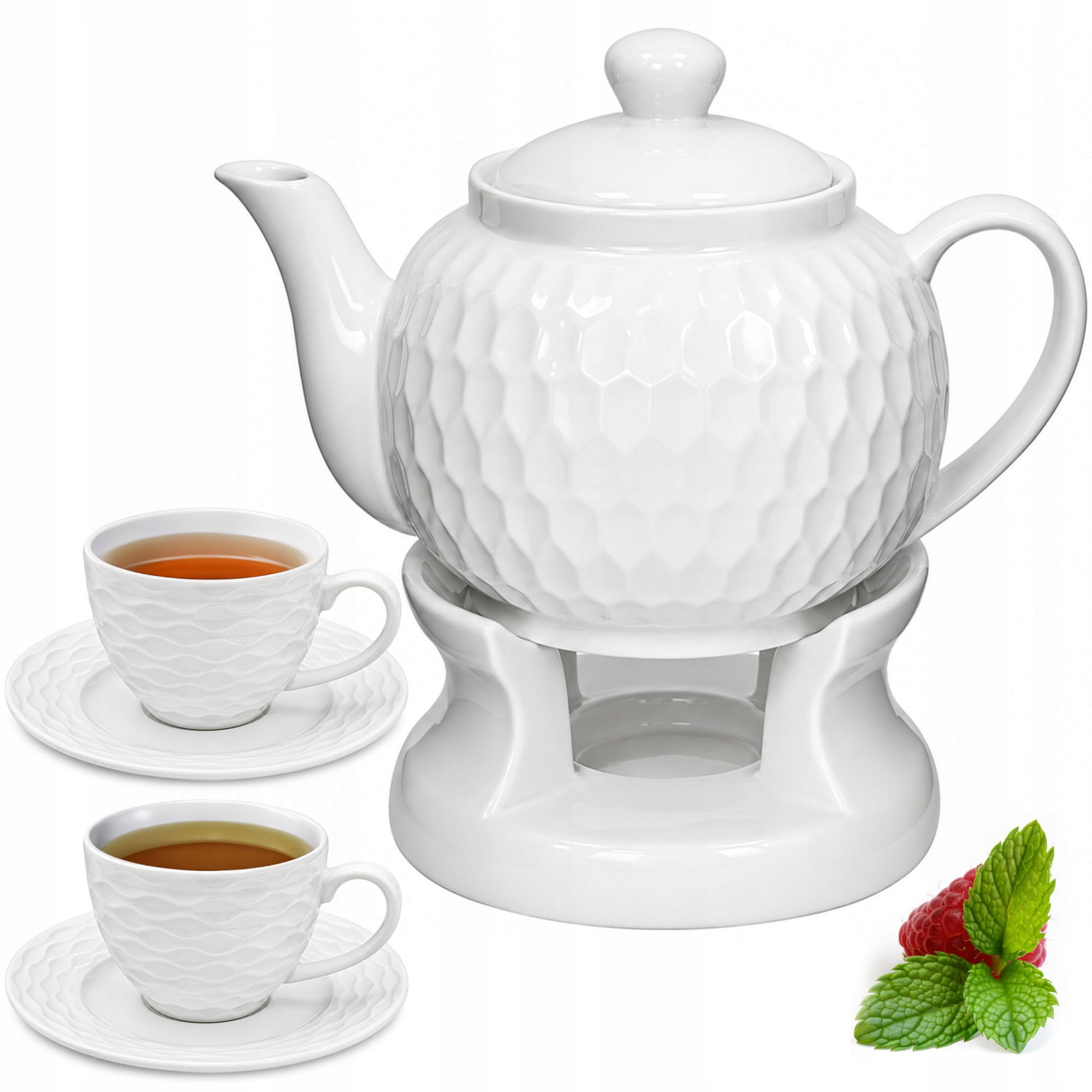 Sada Džbán s ohřívačem 900 ml Šálky 240 ml Porcelánová sada