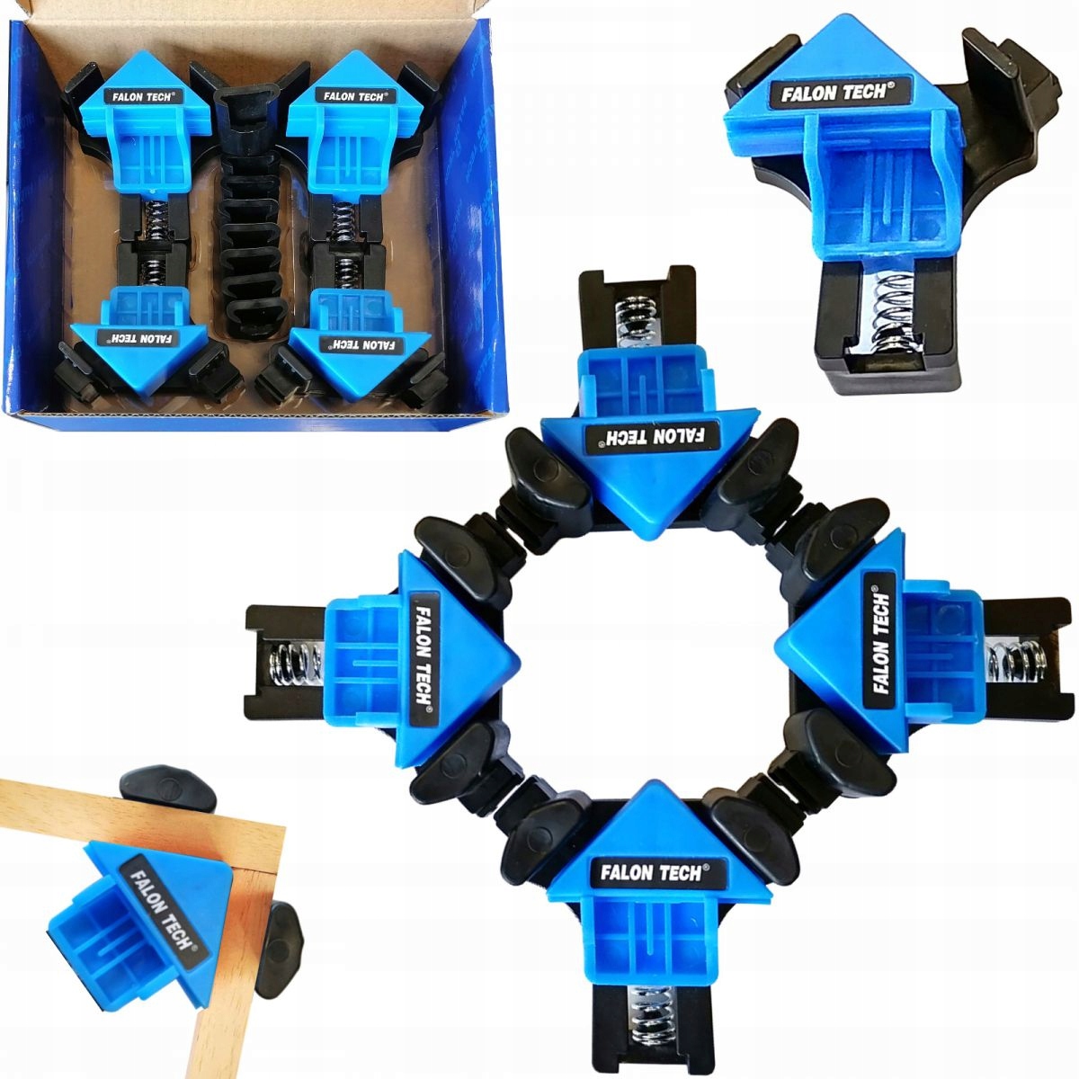 KOMPLET ŚCISKÓW STOLARSKICH KĄTOWYCH Ścisk kątowy Falon-Tech 22 x 5 mm 4szt Marka Falon-Tech