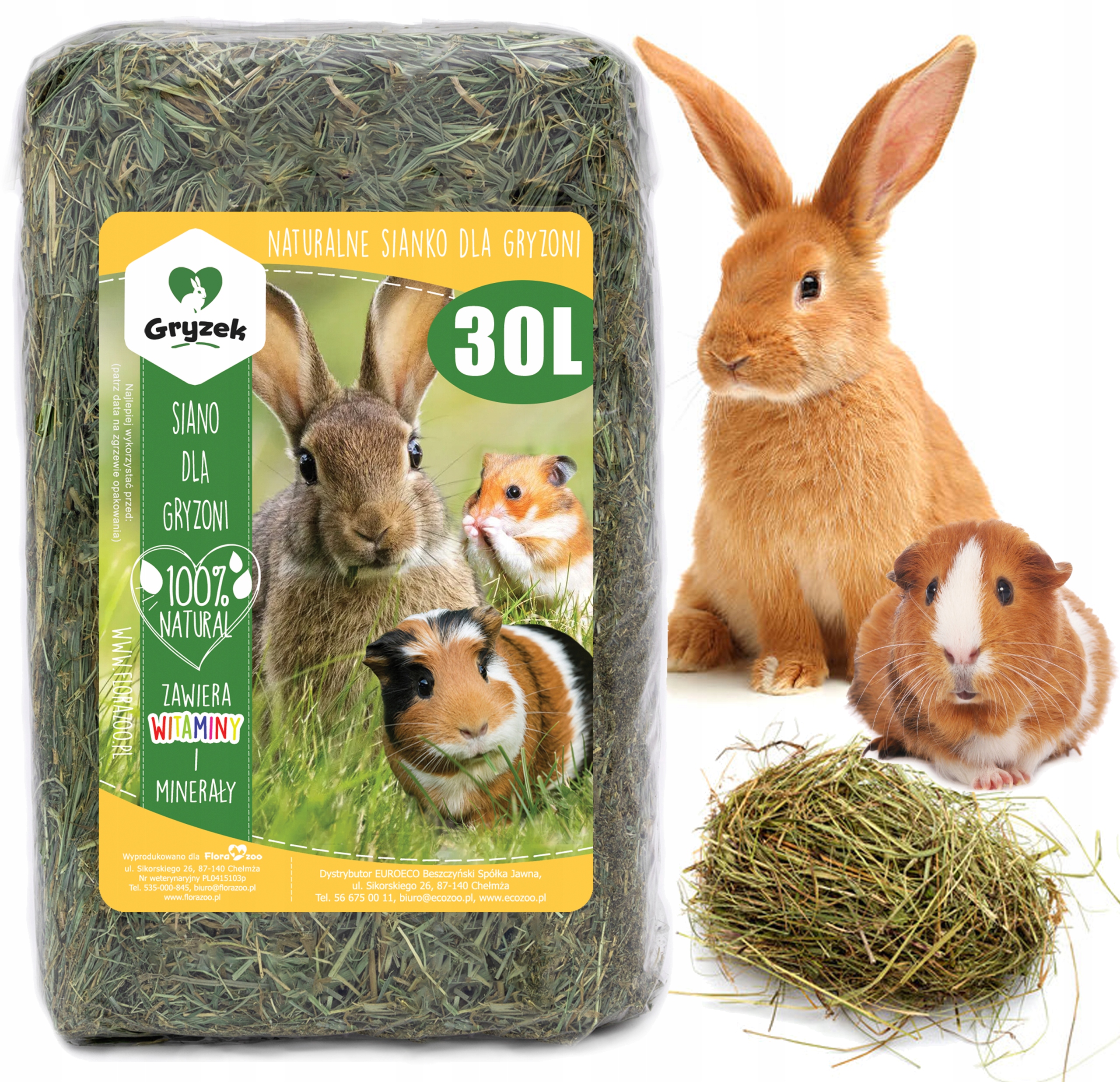 SIANO POKARM KARMA ZIOŁA TRAWA DLA KRÓLIKA ŚWINKI MORSKIEJ 30L