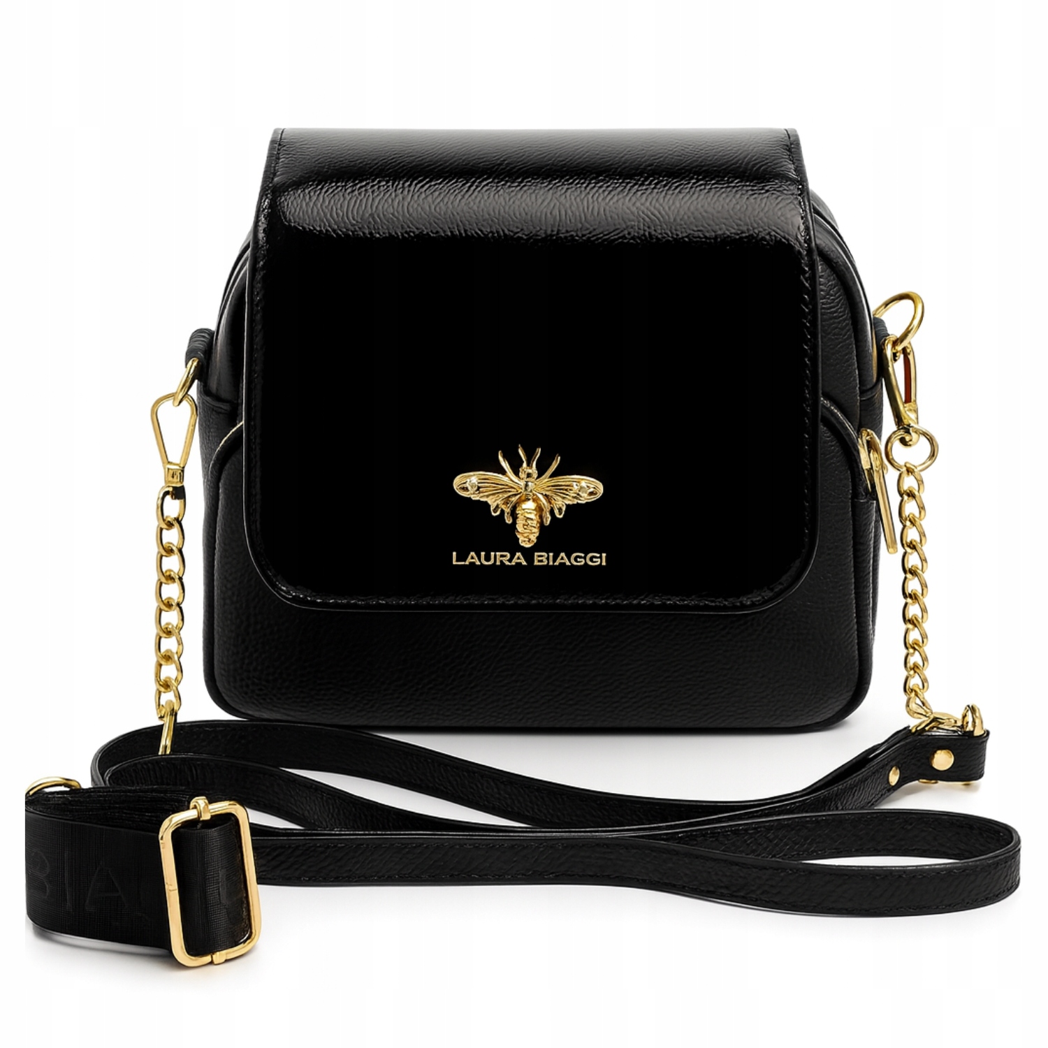 Dámská kabelka Laura Biaggi Kabelka přes rameno Včelka Černá Lak