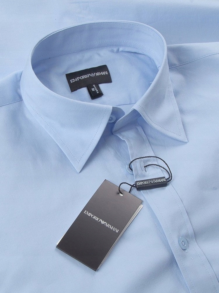 KOSZULA EMPORIO ARMANI SLIM FIT DOPASOWANA GŁADKA BŁĘKITNA Marka Emporio Armani