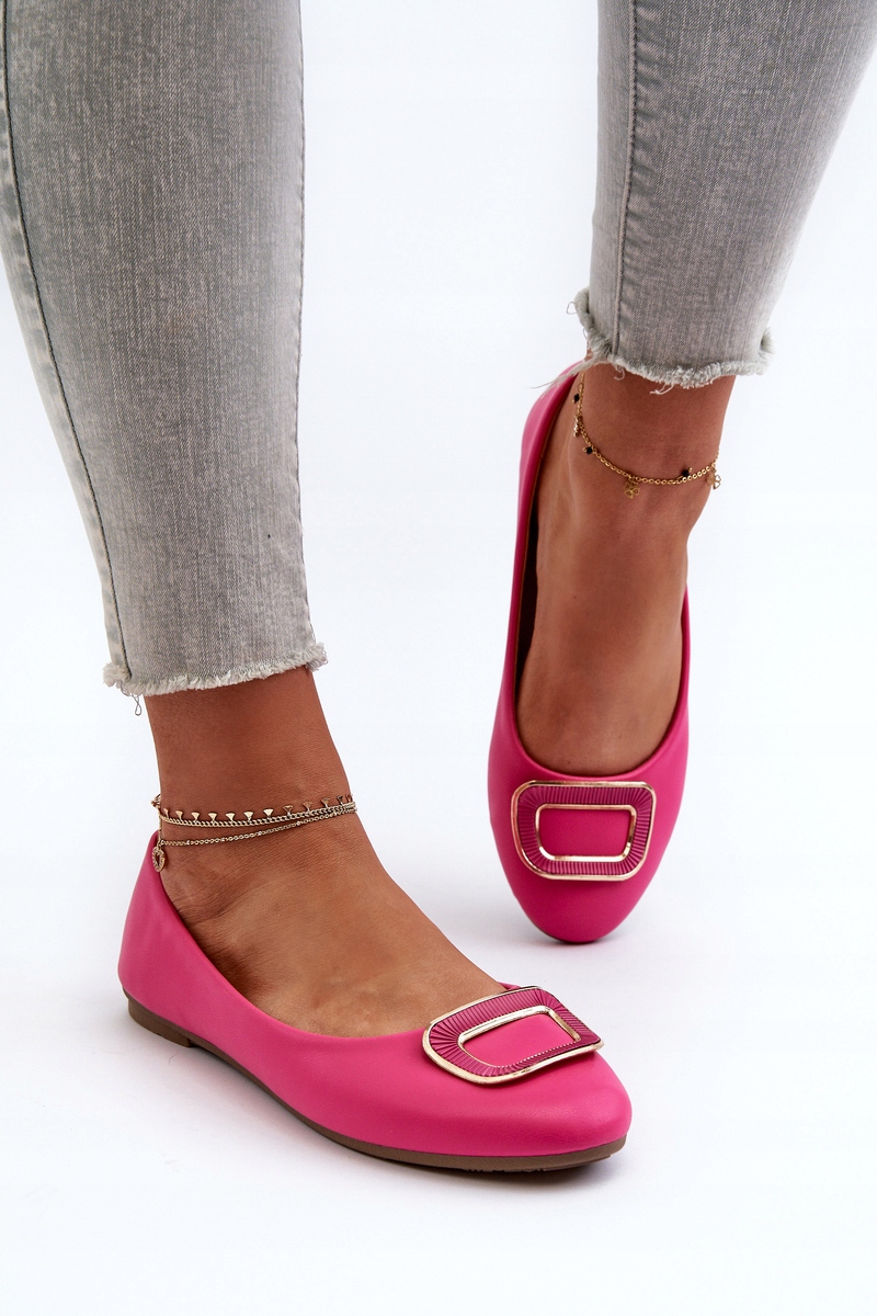 BALERINY DAMSKIE Z OZDOBĄ EKO SKÓRZANE PŁASKIE WYGODNE FUKSJA 38 Oryginalne opakowanie producenta pudełko