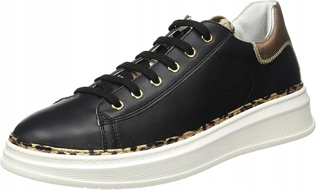 Naturino Sportovní Kožené Černé Boty S Detailem Animal Print 39 6KA