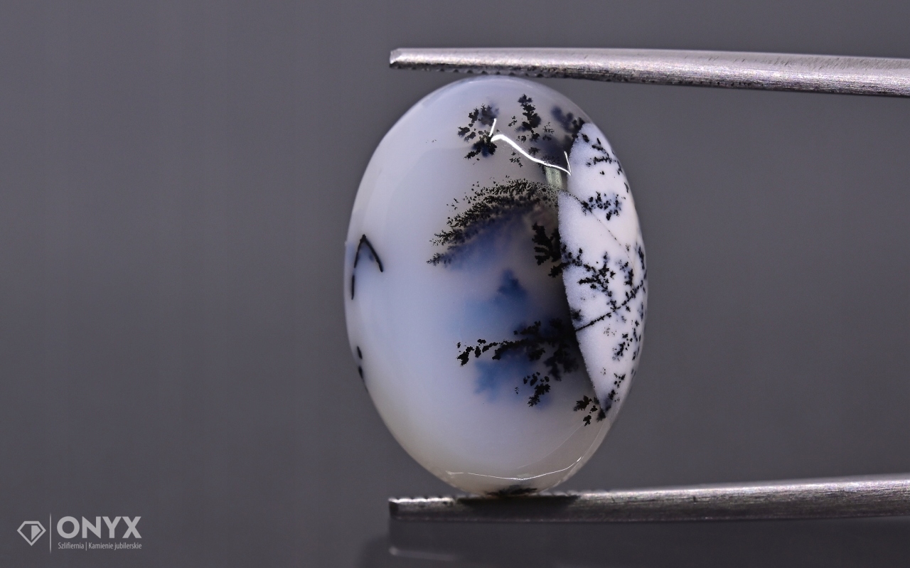 Dendritový achát z Turecka kabošon ovál 18x13 mm