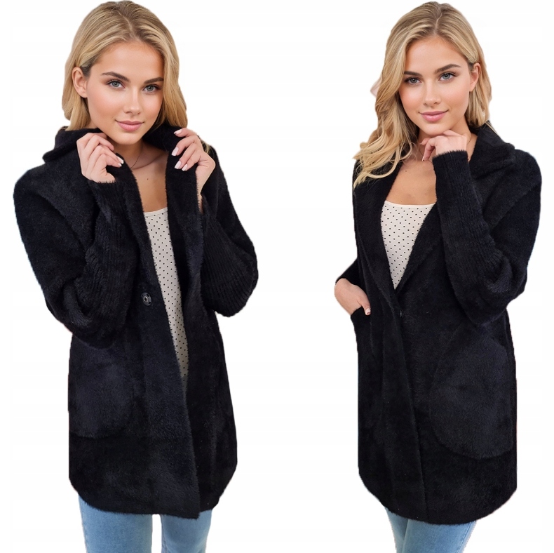 Płaszcz Klasyczny Z Alpaki Wełna Czarny