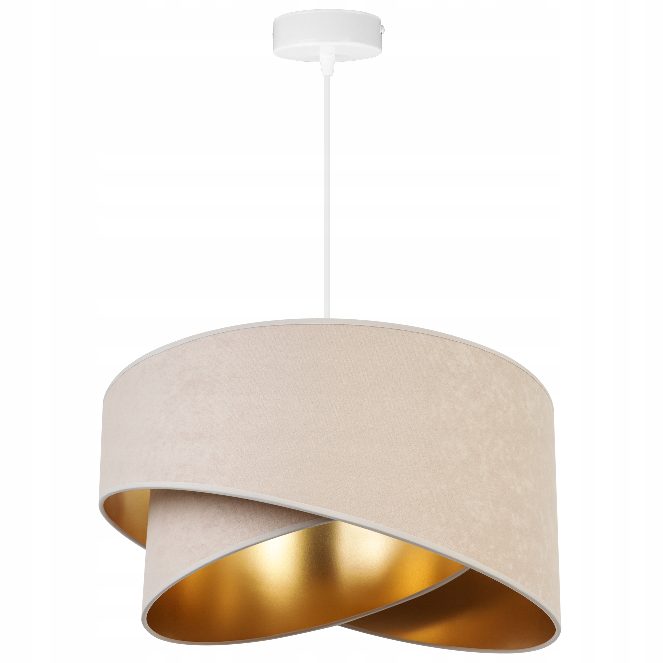 LAMPA WISZĄCA SUFITOWA ŻYRANDOL ABAŻUR ZŁOTY 45 CM Zasilanie sieciowe