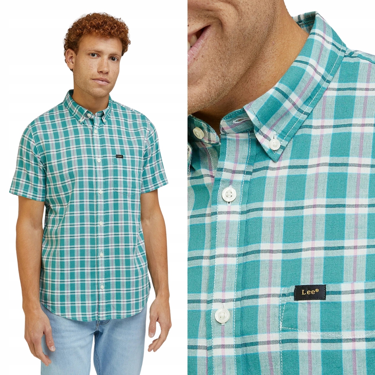 Lee Button Down Monaco bavlněná kostkovaná košile s krátkým rukávem S