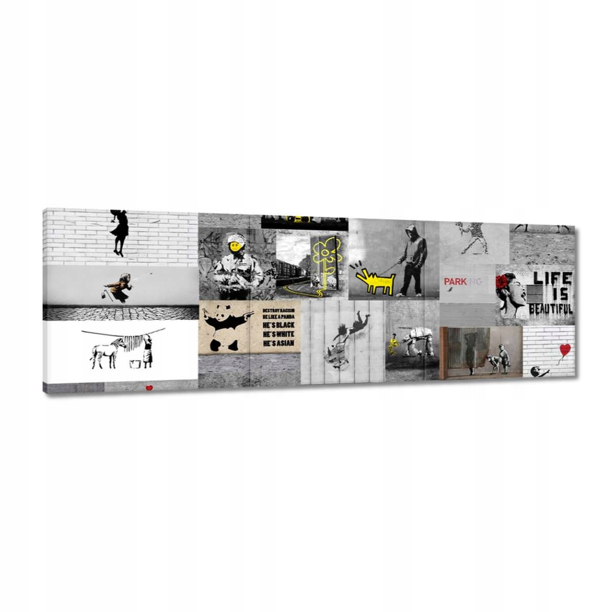 Obrazy 120x40 Mix grafik Banksy Koláž