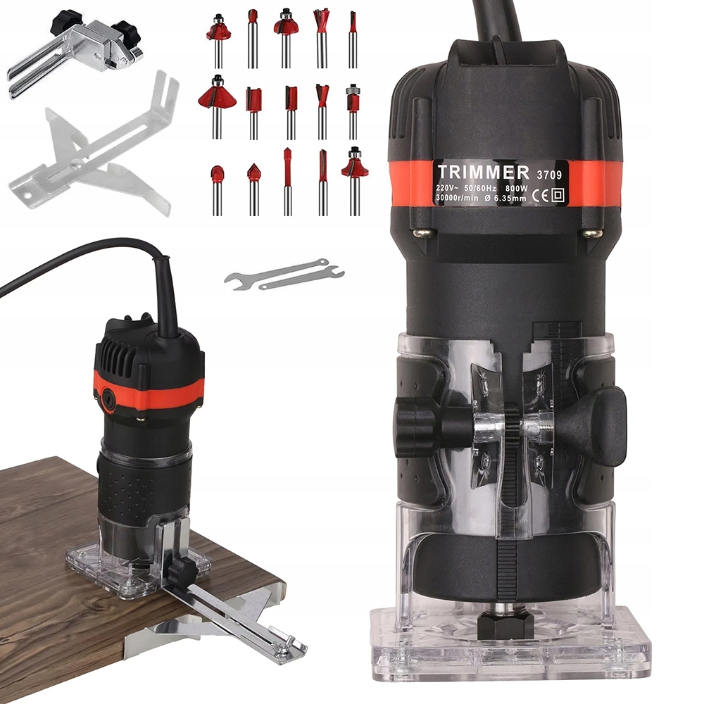 Horní vřetenová frézka 800 W pro dřevo, vertikální, ruční, na hrany, kov