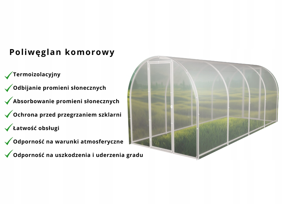 Mała Szklarnia z poliwęglanu ogrodowa 1,65x10 m profile 20x20 poliwęglan 6m Szerokość 165 m