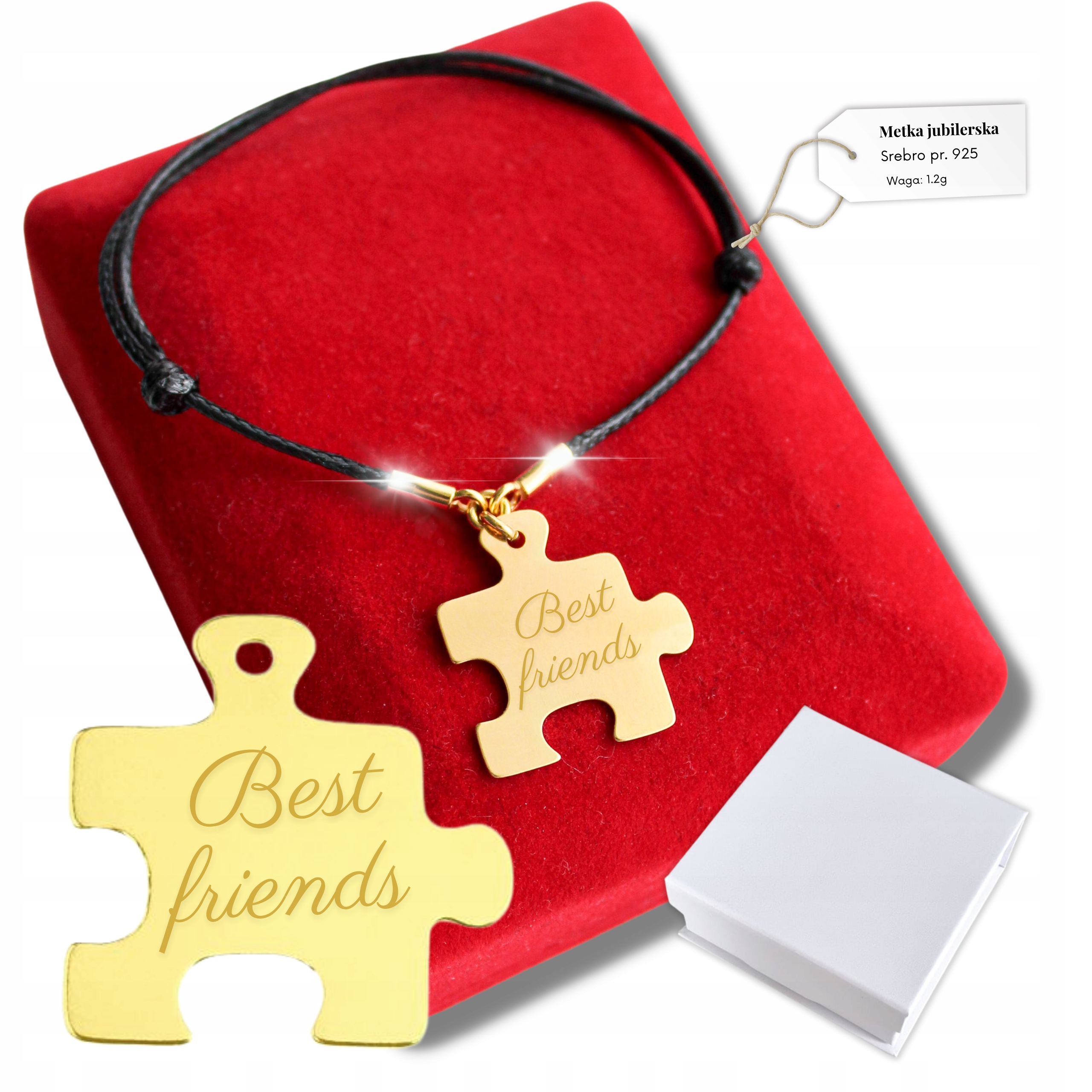 Zlatý náramek přátelství Jména Puzzle Gravírování