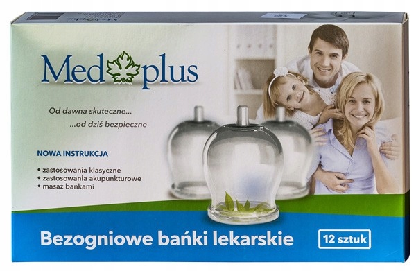 Bańki bezogniowe lekarskie szklane Med plus 12 szt.
