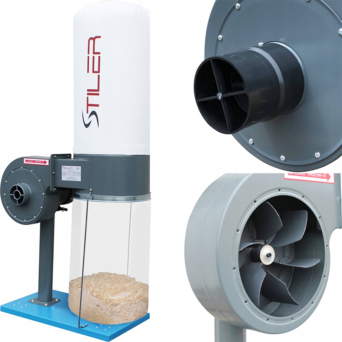 Odsávač Stiler FM230 Do Třísek Pilin Prachu 1000 m3/h Nízkošumový 750 W Odsávač