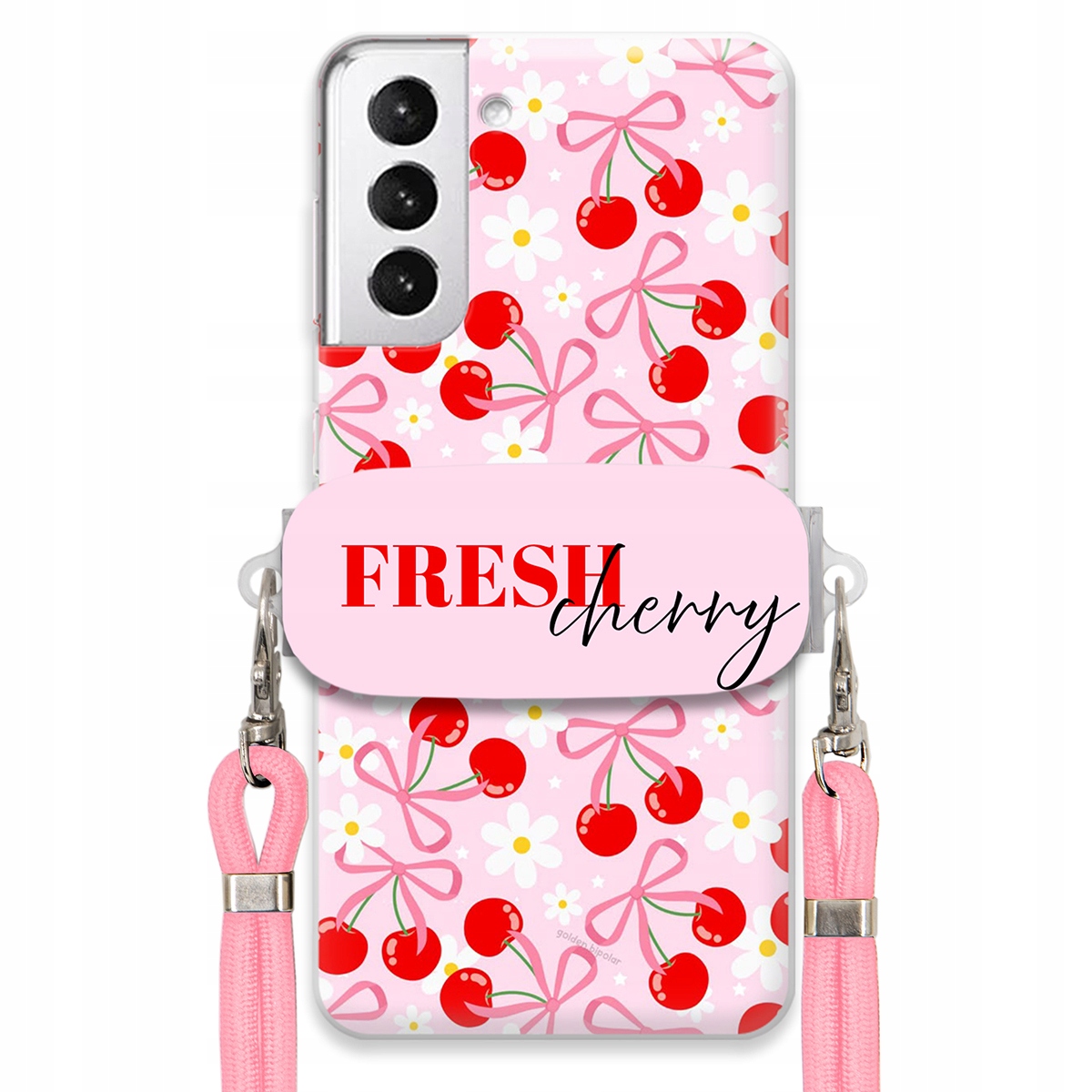 Puzdro pre Samsung S30 Plus Case Držiak na šnúrku Ružový Fresh Cherry Kokardy