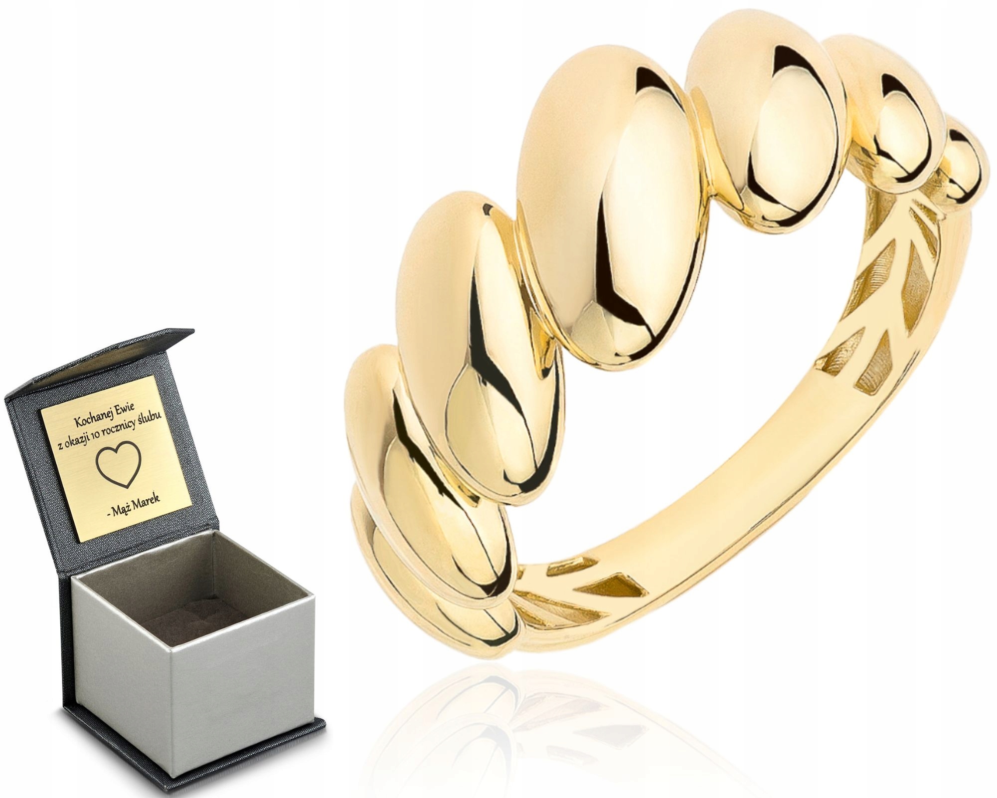 Zlatý Prstýnek Sedm Oválů 585 Gravírování