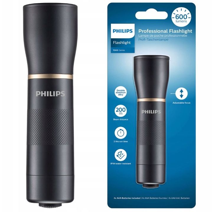 Latarka Led Philips SFL7001T 600lm Zoom IPX4 200m 3 tryby