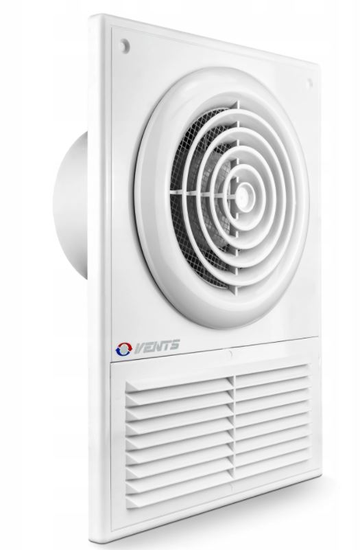 Ventilátor fi 100 mm F s gravitační mřížkou, bílý