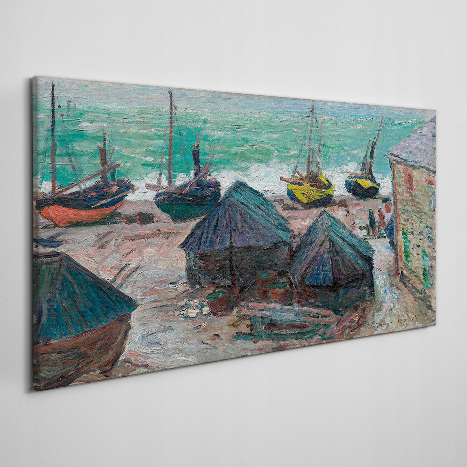 

Obraz na płótnie Łodzie na plaży Monet 120x60 cm