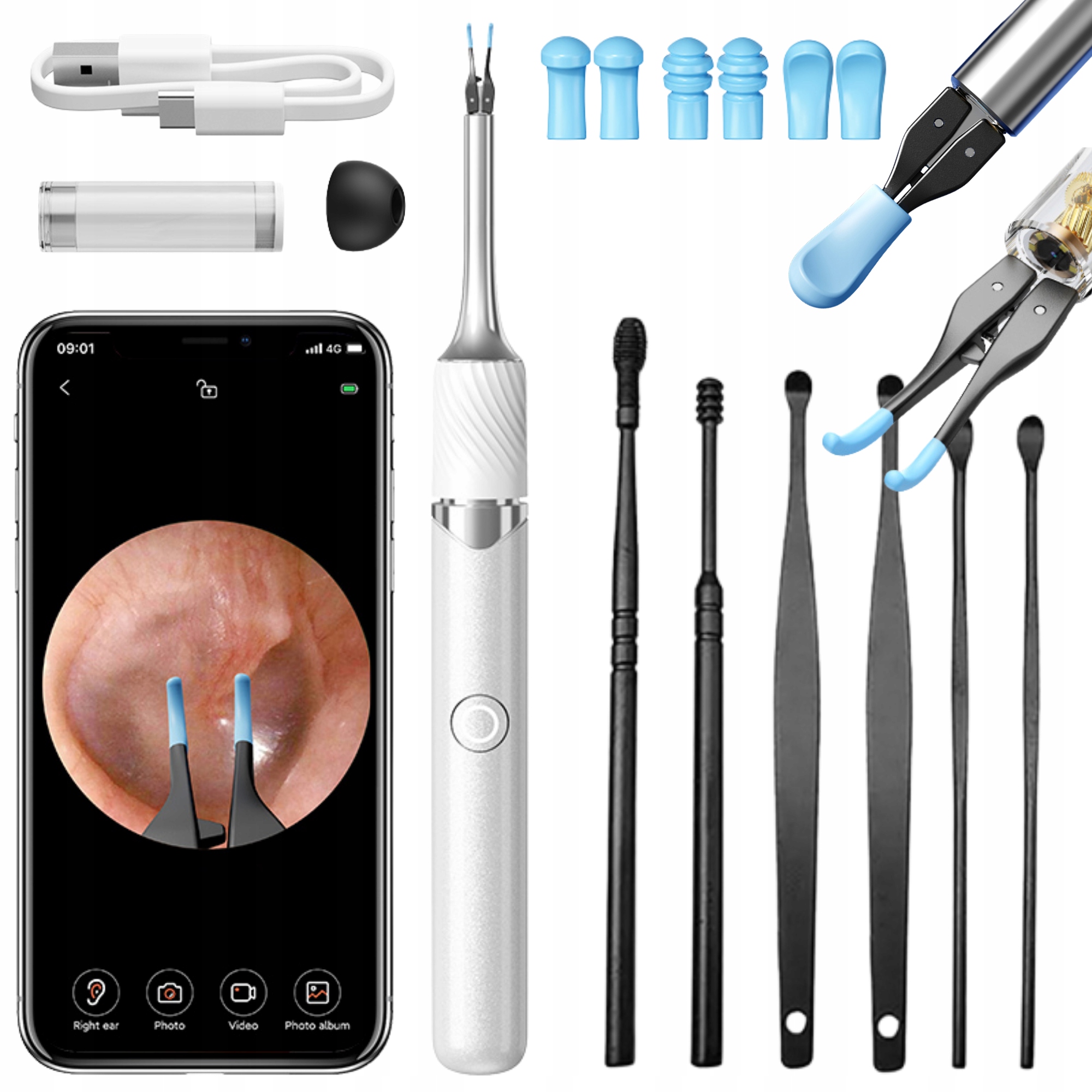 Otoskop Z Kamerką Wifi Urządzenie Do Czyszczenia Uszu Endoskop Szczypce
