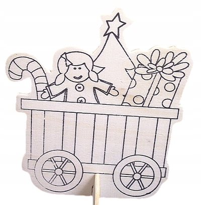 DREWNO OBRAZEK STOJĄCY DO POMALOWANIA WÓZ ZABAWKI