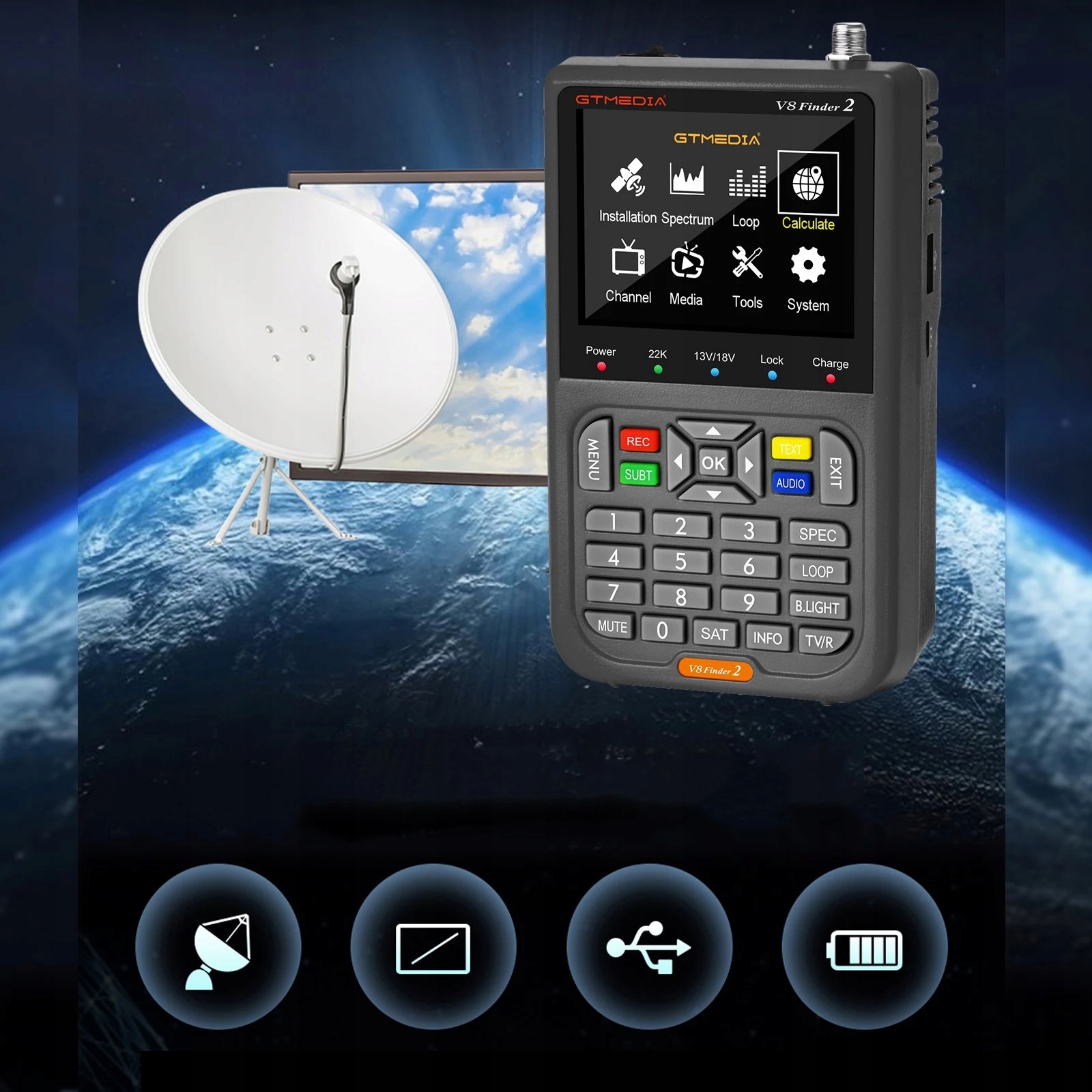 Miernik Satelitarny Sygnału Satelitarnego V8 Finder2 DVB-S2X Kod producenta NC0155901