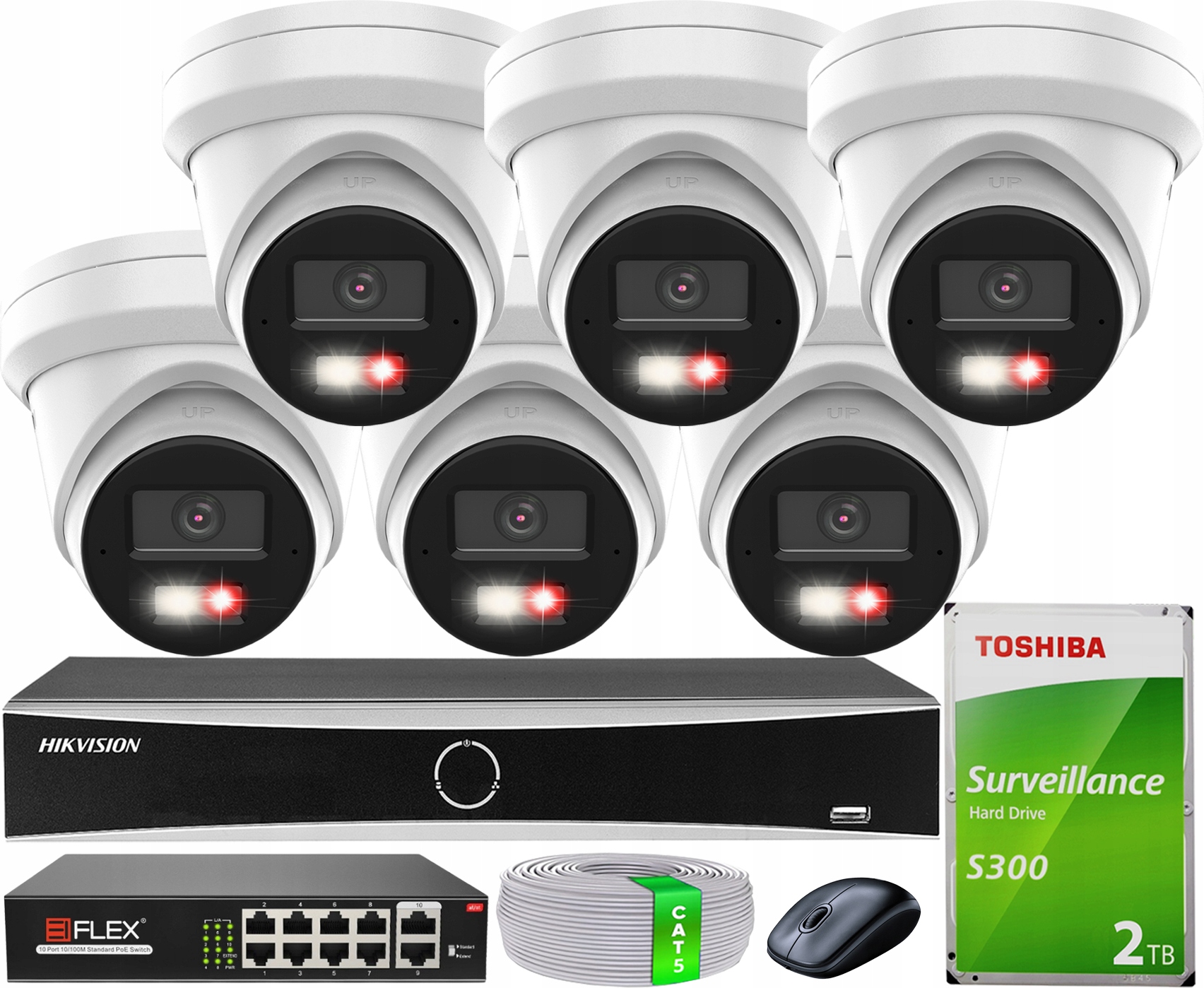 Hikvision Ip monitoring 6 kamier DS-2CD2363G2-LI2U 6MPx AcuSense Led 2TB