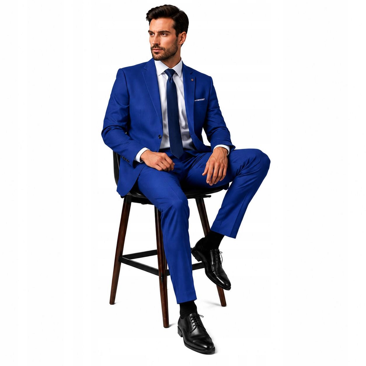 Elegantní pánský oblek – tmavě modrá/modrá, slim 385 fit 56 176