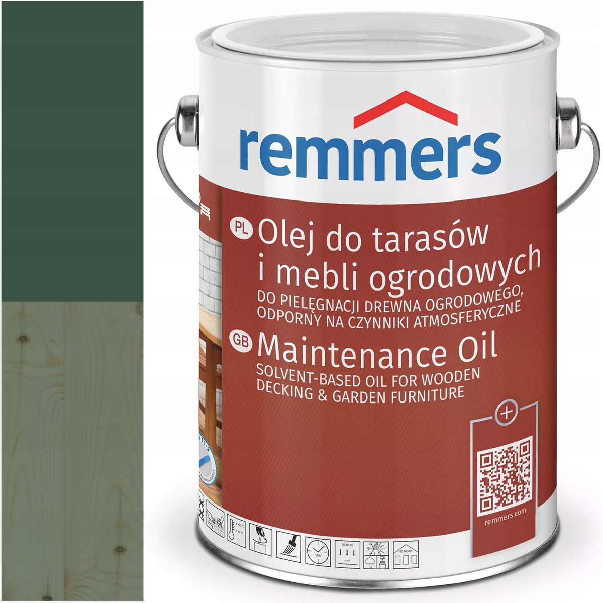 Remmers Pflege-ol olej na terasové desky Ral 6005 Zelený 2,5L