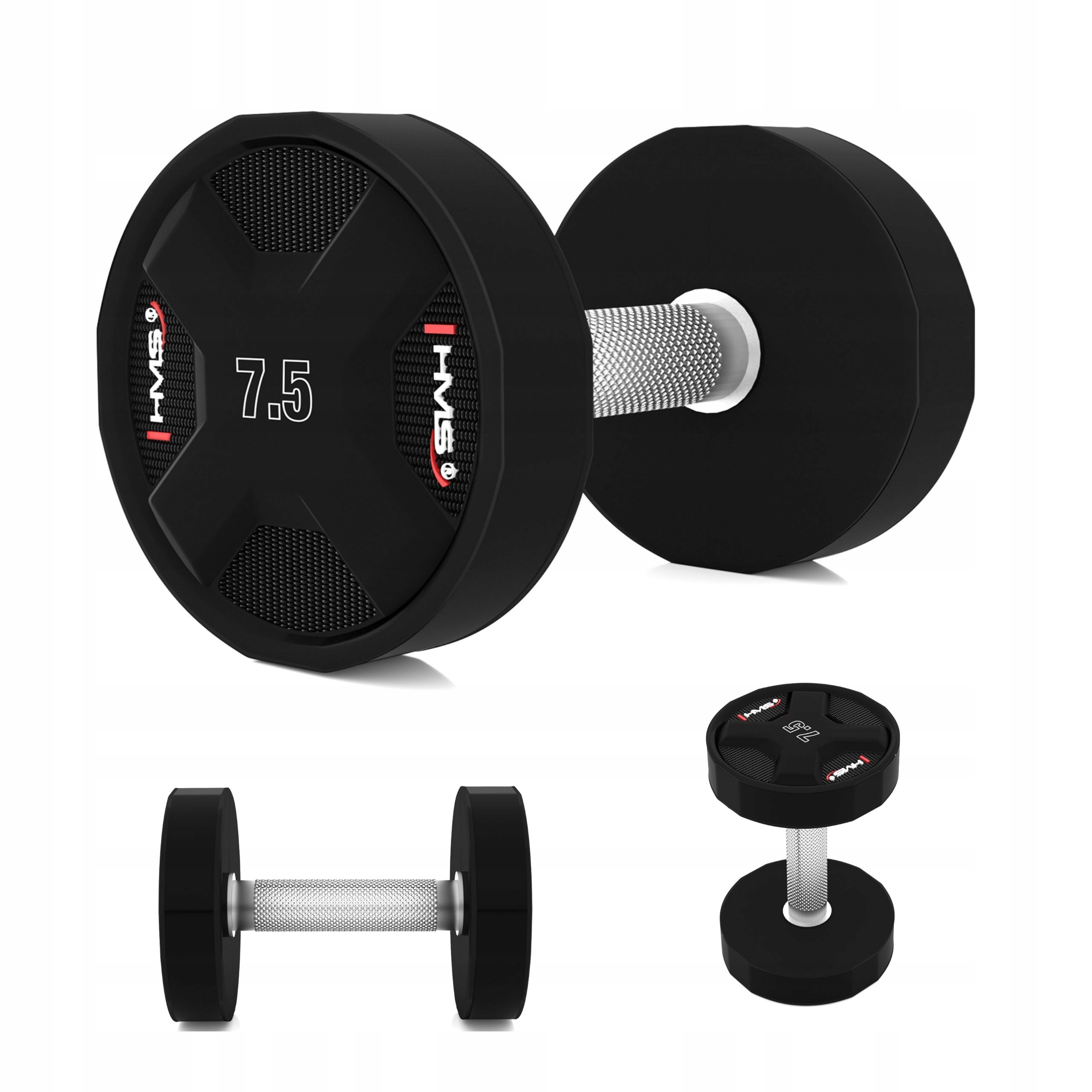 Činka s závažím pro cvičení tréninku ocel polyuretan Cpu 7,5 kg Hms