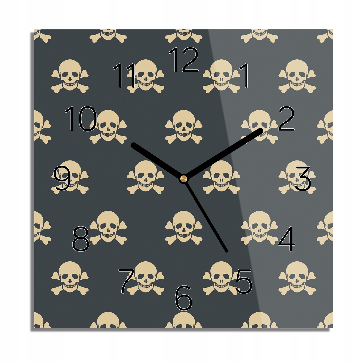 

Czaszka kości wzór zegar szklany do salonu 30x30