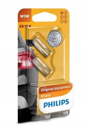 

Żarówka Philips W5W 12V 5W W2,1x9,5d 2 szt/blister