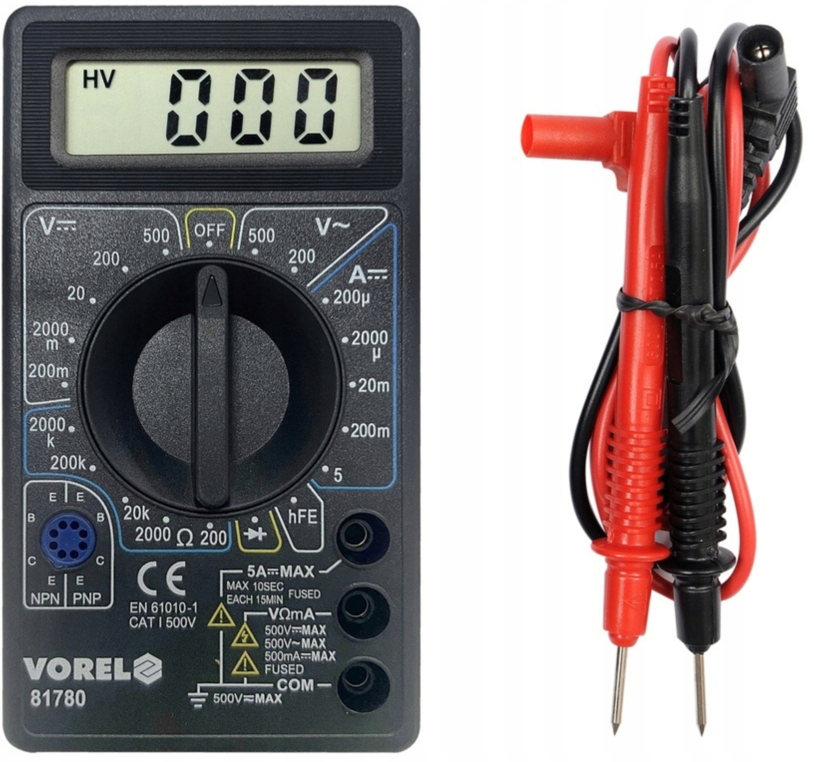 Cyfrowy Miernik Uniwersalny LCD 1999 Multimetr Bateria 9V
