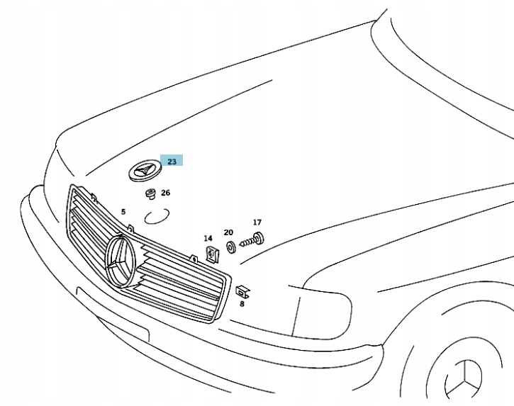 GWIAZDA EMBLEMAT MASKI MERCDES W126 SEC R107 SL Marka Mercedes-Benz