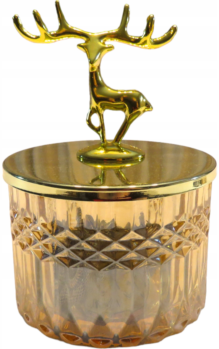 ŚWIECZNIK SZKLANY GLAMOUR OSŁONKA NA ŚWIECE POJEMNIK DEKORACYJNY Z POKRYWKĄ