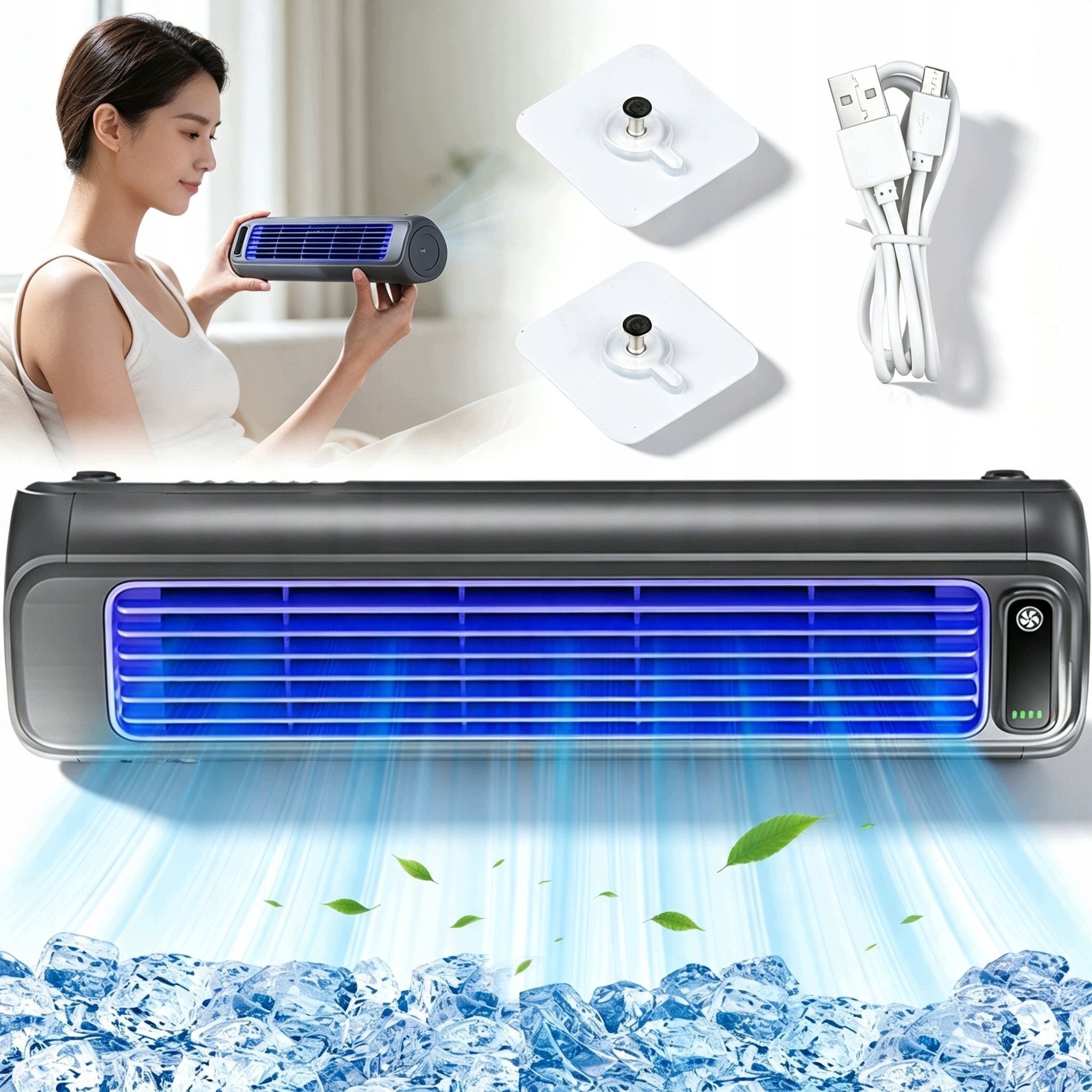 Věžový Ventilátor, Přenosný Vertikální Stolní Klimatizátor, 3 Rychlosti Usb