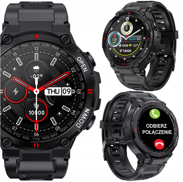

Zegarek męski Smartwatch Rozmowy Ciśnienie Tętno