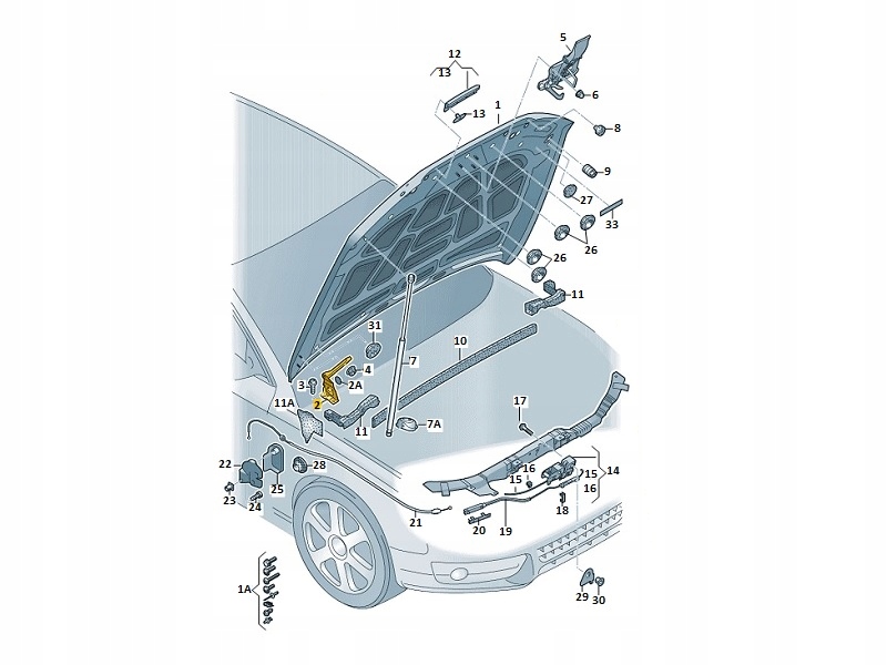 Zawias Maski Klapy Przód Prawy Audi Q5 OE Numery katalogowe zamienników 8R0823302A